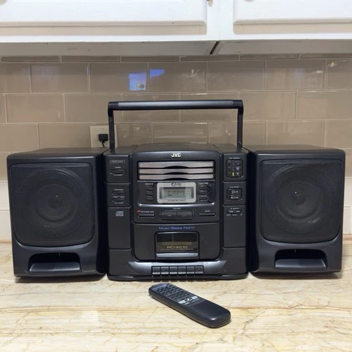 Vtg 90s JVC Stereo Boombox PC-XC10BK - 3 CD Changer & Cassette w/ Remote Tested
