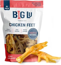 Big Lu – Nail-Free Chicken Feet Dog Chews, 100% Natural 30 Count (Pack of 1) 
