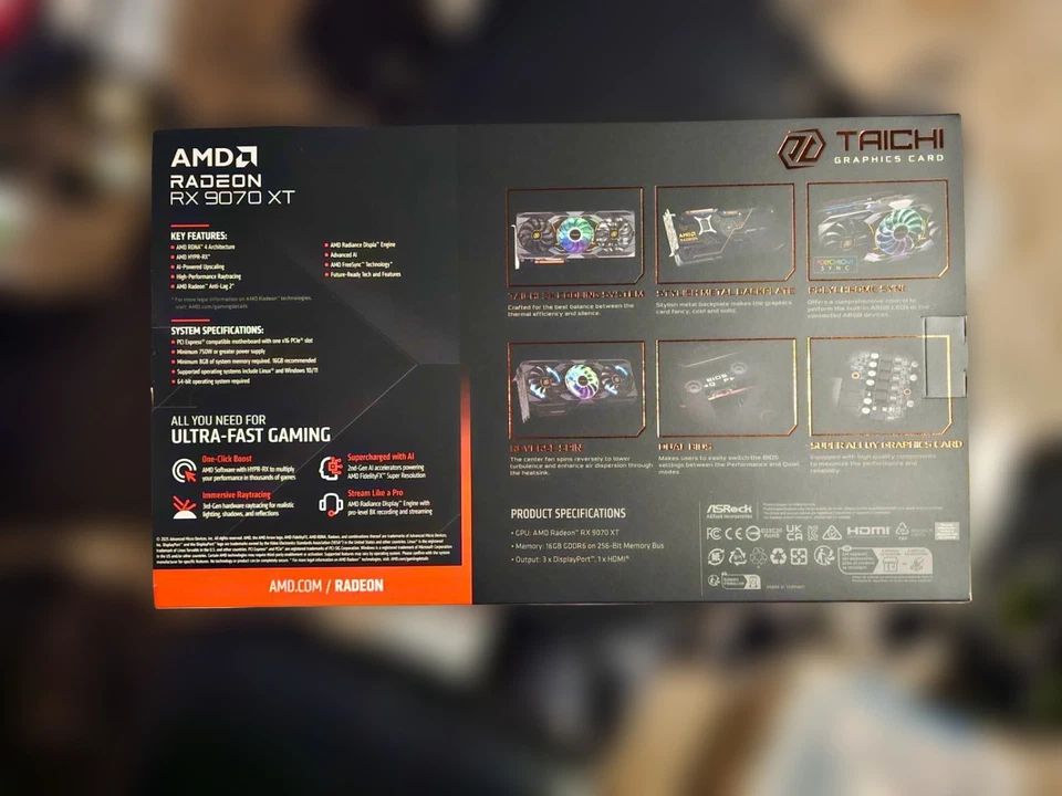 AMD Radeon™ RX 9070 XT Taichi 16GB OC - Brand new in box - Free shipping - Image 2 of 3