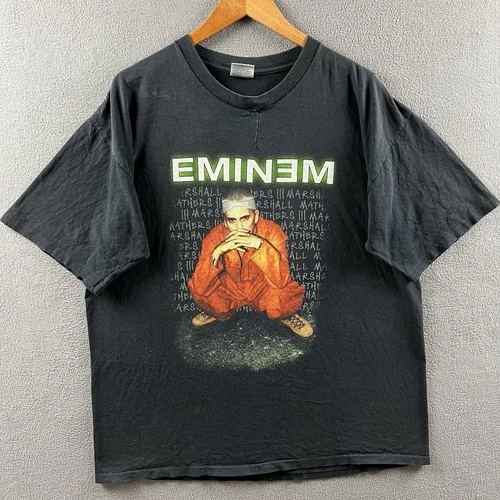 Eminem Shirt Mens XL Black Faded Distressed Criminal 1990s vintage concert t-shirt, vintage, size XL, single stitch, B+ condition