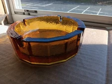  Mid Century Modern Amber Orange Glass Ashtray Decorative 