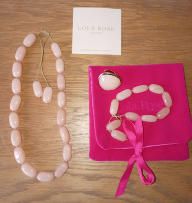 Set Vintage Lola Rose Boutique Pfirsich Quarz Halbedelsteine Ring Gr-N