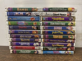 Disney Masterpiece Collection VHS Tape Lot Bambi Lion King Peter Pan Dumbo 22 Mo