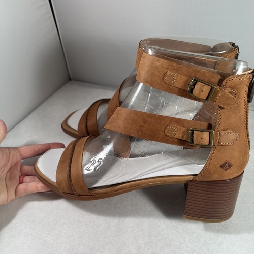 Sandalia Sperry Top-Sider Mujer CUERO Adelia York Marrón Tacón ZAPATO HEBILLA 12 M - Imagen 7 de 16