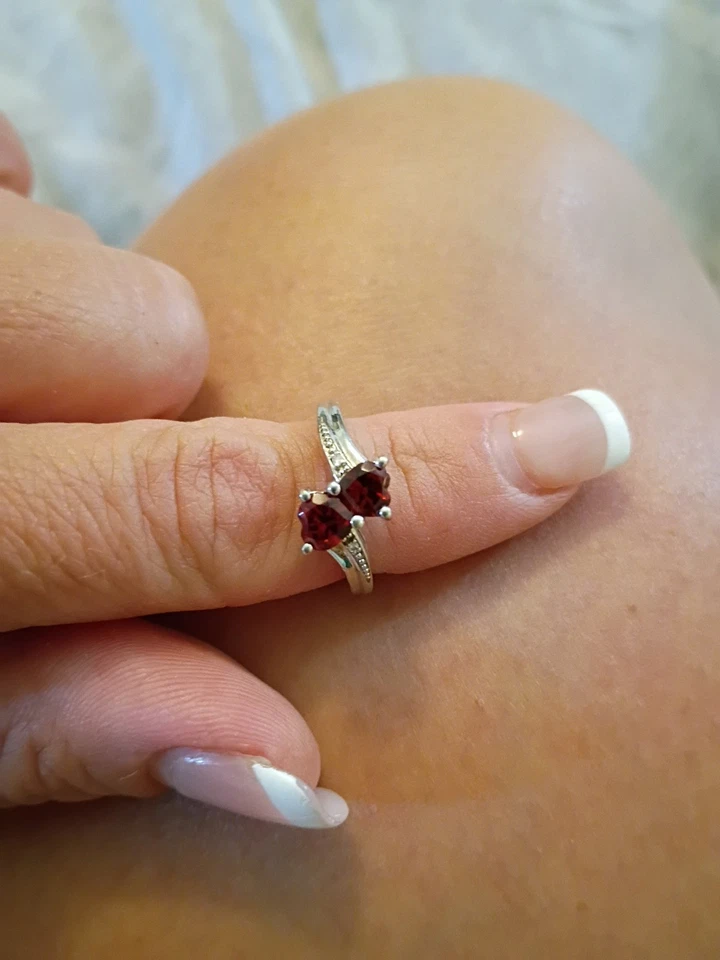 Sterling Silver Ruby Heart Diamond Accents - Image 3 of 3