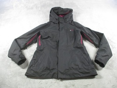 Oakley Jacket Womens Medium Black Hooded Ski Snow Insulated Zip Vents Pockets