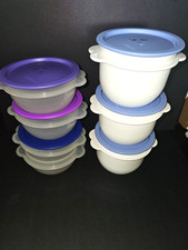 Tupperware One Touch Ciotole Trasparenti Bianche 6 Coperchi + 2514A (4) + 2513A (3) Nuove/Leggi