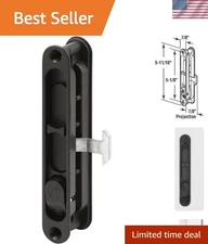 Automatic Locking Black Sliding Screen Door Latch, Durable Diecast Metal Finish
