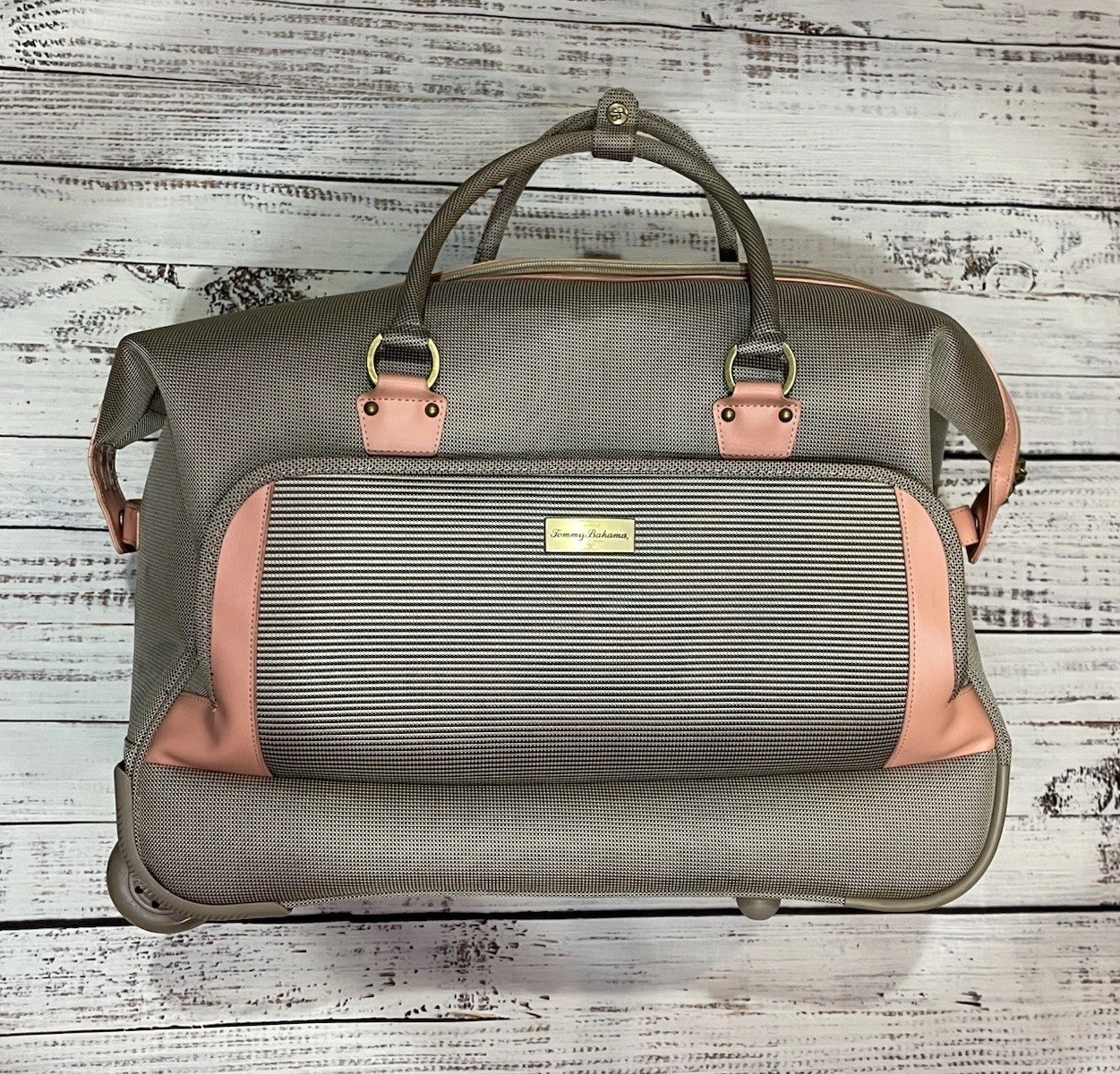 20&rdquo; Rolling Suitcase Travel Duffle Bag Pink Gray Carryon