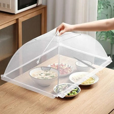 1pc White Folding Mesh Food Cover Insect Proof Dish Protector Tent - NEW