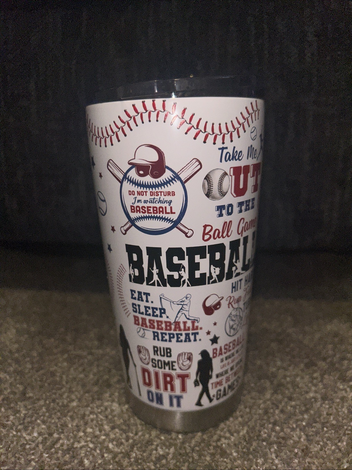 Water Bottle Tumbler Insulated 20 0z Stainless Steel W Straw Baseball Mom