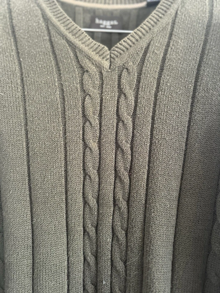 Suéter Pullover Haggar Para Hombre Años 90 Verde Bosque Cuello en V Talla M Foto 2 de 3