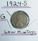 1924 S Wheat Penny LOW Mintage Error Lanination thru Liberty Condition is Good #