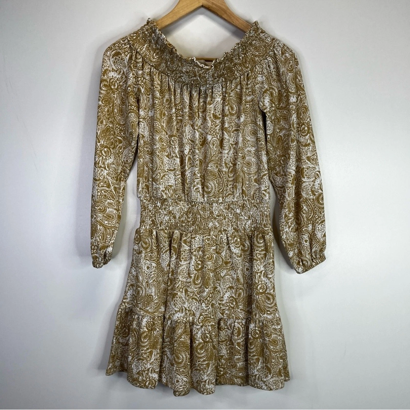 Michael Kors Daytime Paisley mini abito kaki nuovo con etichette vendita al dettaglio $140 S