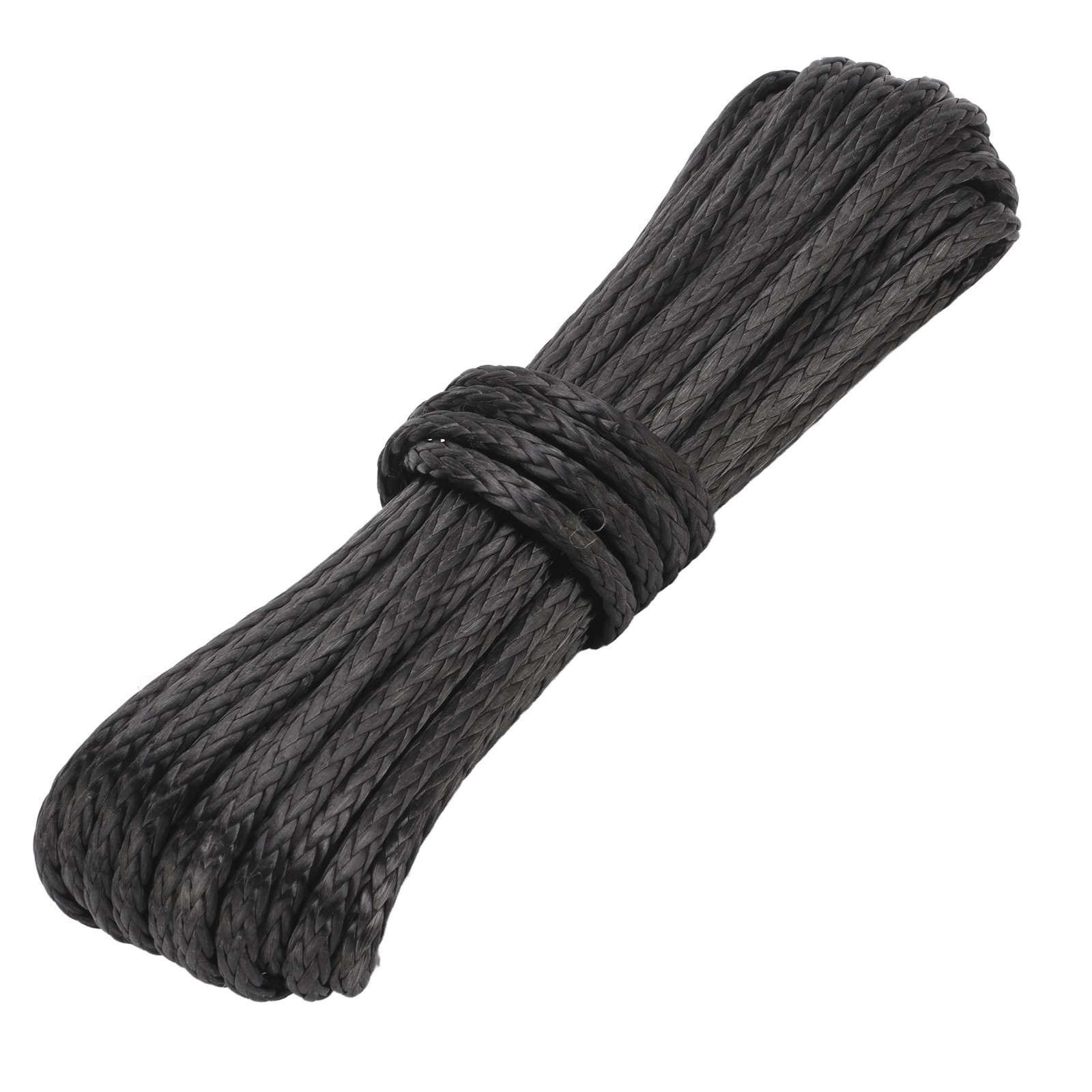 Trailer Winch Rope 15m/50ft Nylon Black Wear Resistant For SUV Truck ATV UTV