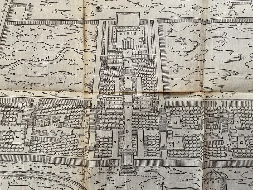RAREZA REAL 1568, mapa genuino de Oriente Medio, templo de Ezequial por Vincencio Foto 3 de 4