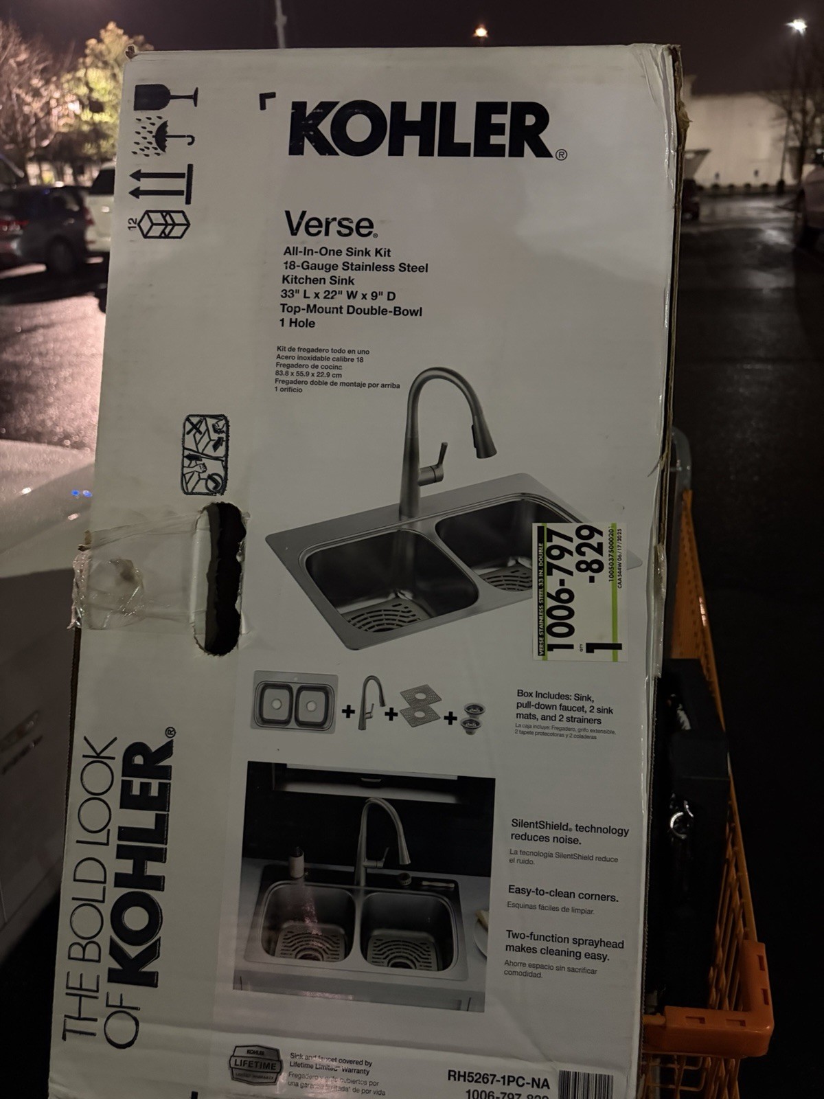 KOHLER Verse Stainless Steel 33 in. Double Bowl Drop-In Kitchen Sink with Faucet