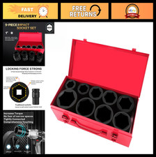 9-piece 1 Drive Deep Impact Socket Set 6-point Metric Sizes 24-50mm Cr-mo Ste