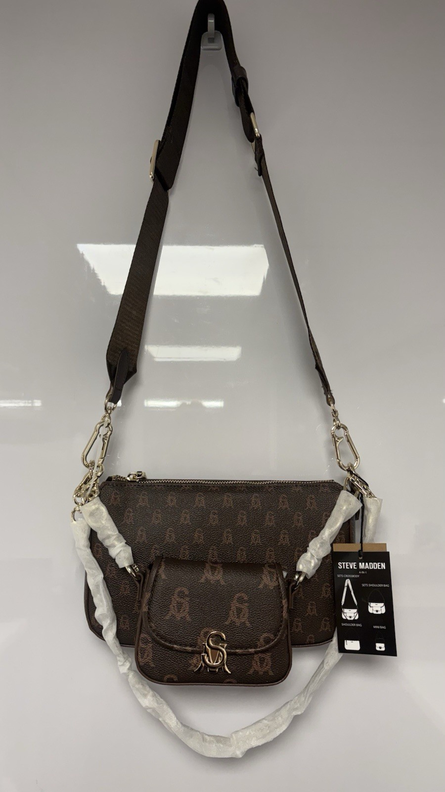 STEVE MADDEN Burge Chocolate Handbag Brand New Genuine RRP£99 #F7 image 4