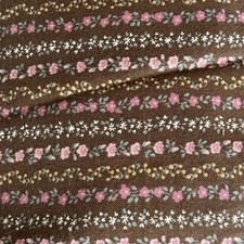 Peter Pan Fabrics Brown Background Rows Floral Pattern Pink Orange White