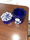 Fenton 95th Anniversary Cobalt Blue Trinket Box with Lid - EUC. Signed By Artist — photo 2