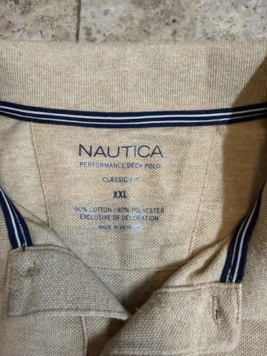Men’s Nautica Performance Deck Polo Long sleeve Brown Khaki Sz 2Xl - Picture 2 of 6