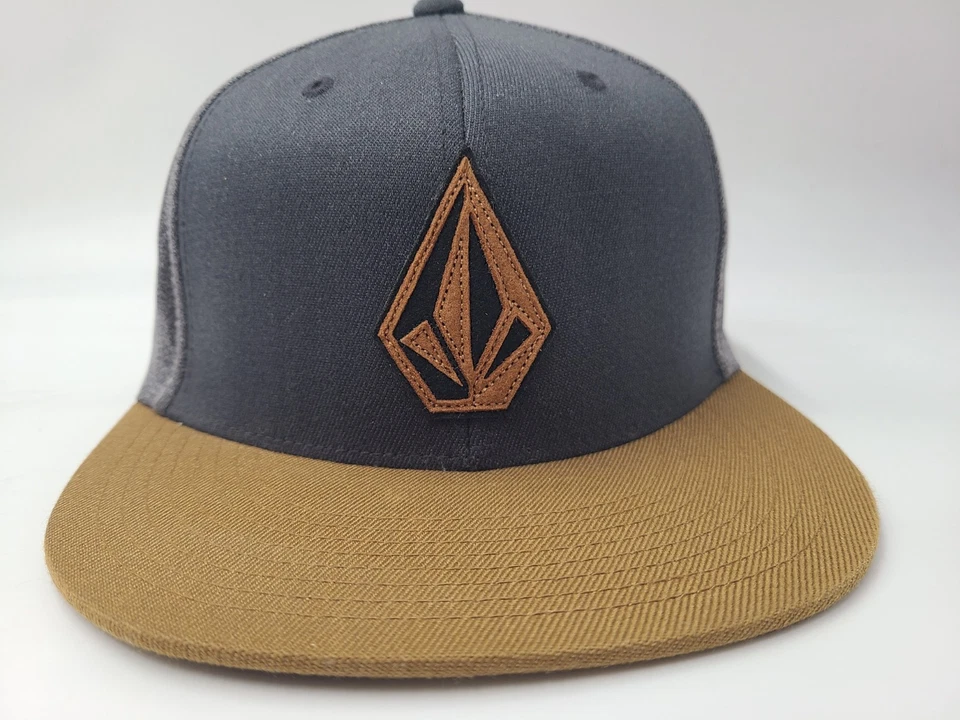 Volcom Stone Flex Fitted S-M 帽子 滑板 冲浪 男式 女式 灰色 棕色 — 第 2/4 张图片