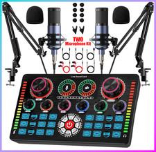 Studio Recording Kit Podcast Equipment Bundle Music Mixer w/ 2 Microphones Kit