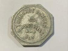 Maplesville, Alabama. Twintree Lumber Co. Time Keeper Z Check R8 Scrip Token