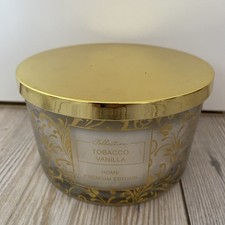 Duftkerze Glas Deckel Dreidocht Kerze Neu Vanille Deko Geschenk weiß Gold 1000g