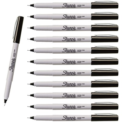 Permanent Markers, Ultra Fine Point, Black, 12-Count