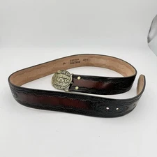 The Great American Buckle Company - vintage men’s brown belt gold buckle size 34