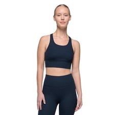 Prana Luxara Rib Racerback Bralette Medium Blue Recycled Nylon Blend Sports Bra