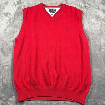 Vintage Casa Moda Authentic Sweater Vest Mens Large Red Premium Cotton V Neck