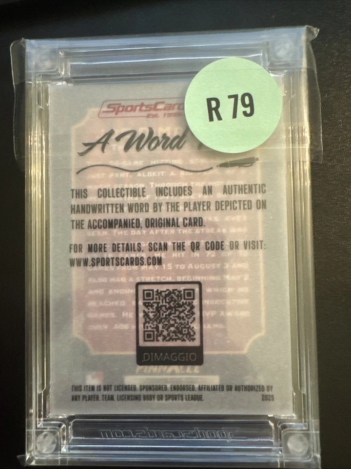 Tarjeta de palabra escrita a mano Joe DiMaggio Foto 2 de 2