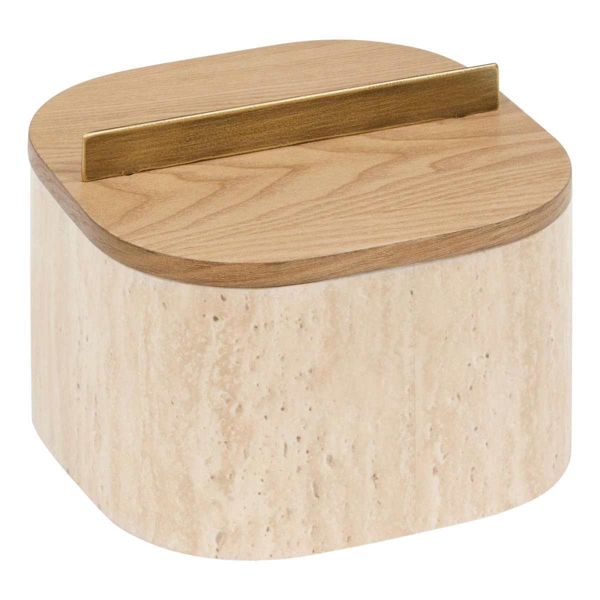 Boîtes effet travertin 18cm Travi beige objet déco rangement intérieur