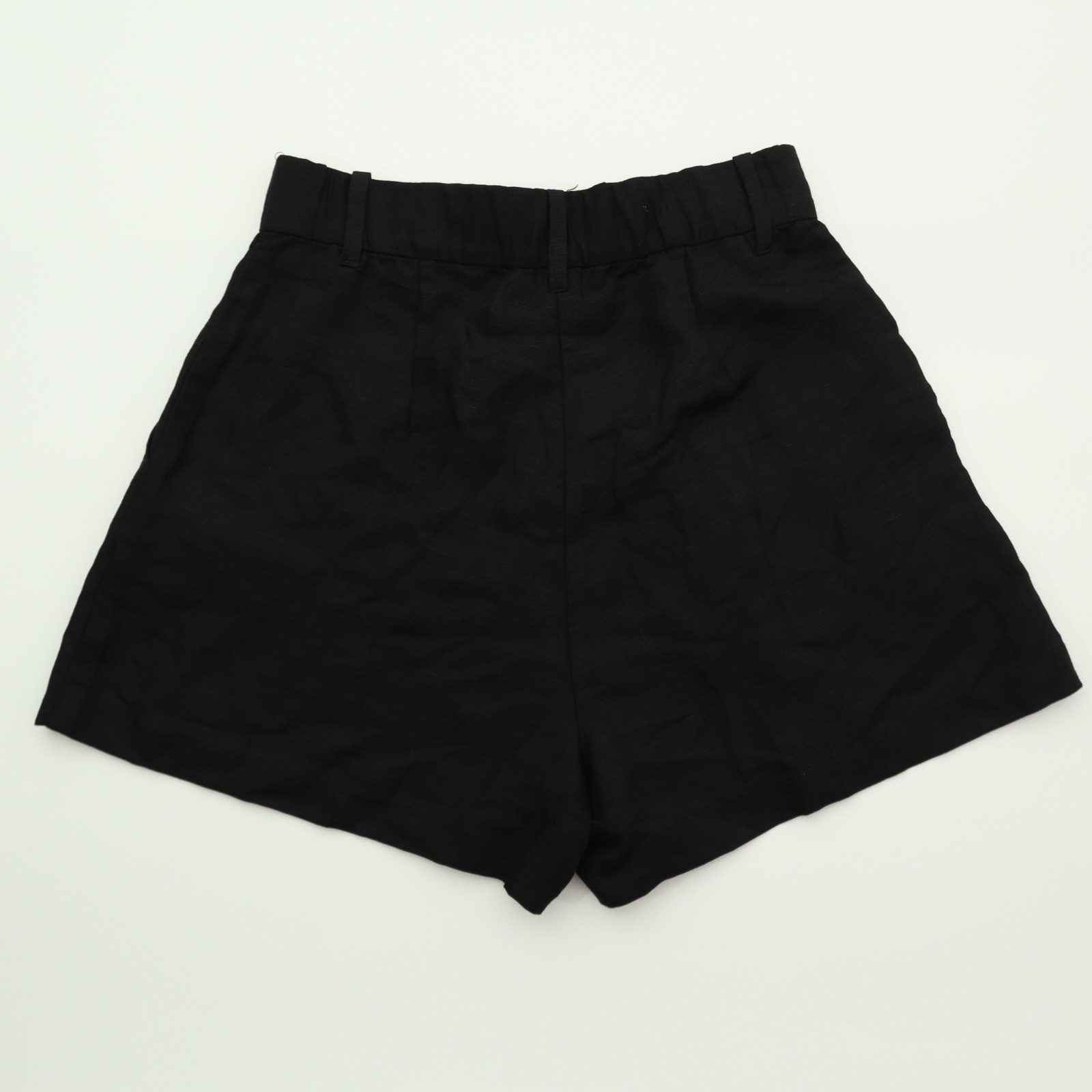 H&M Black Linen Blend Pleated High Waisted Wide Leg Shorts Womens Size 4 thumbnail 7