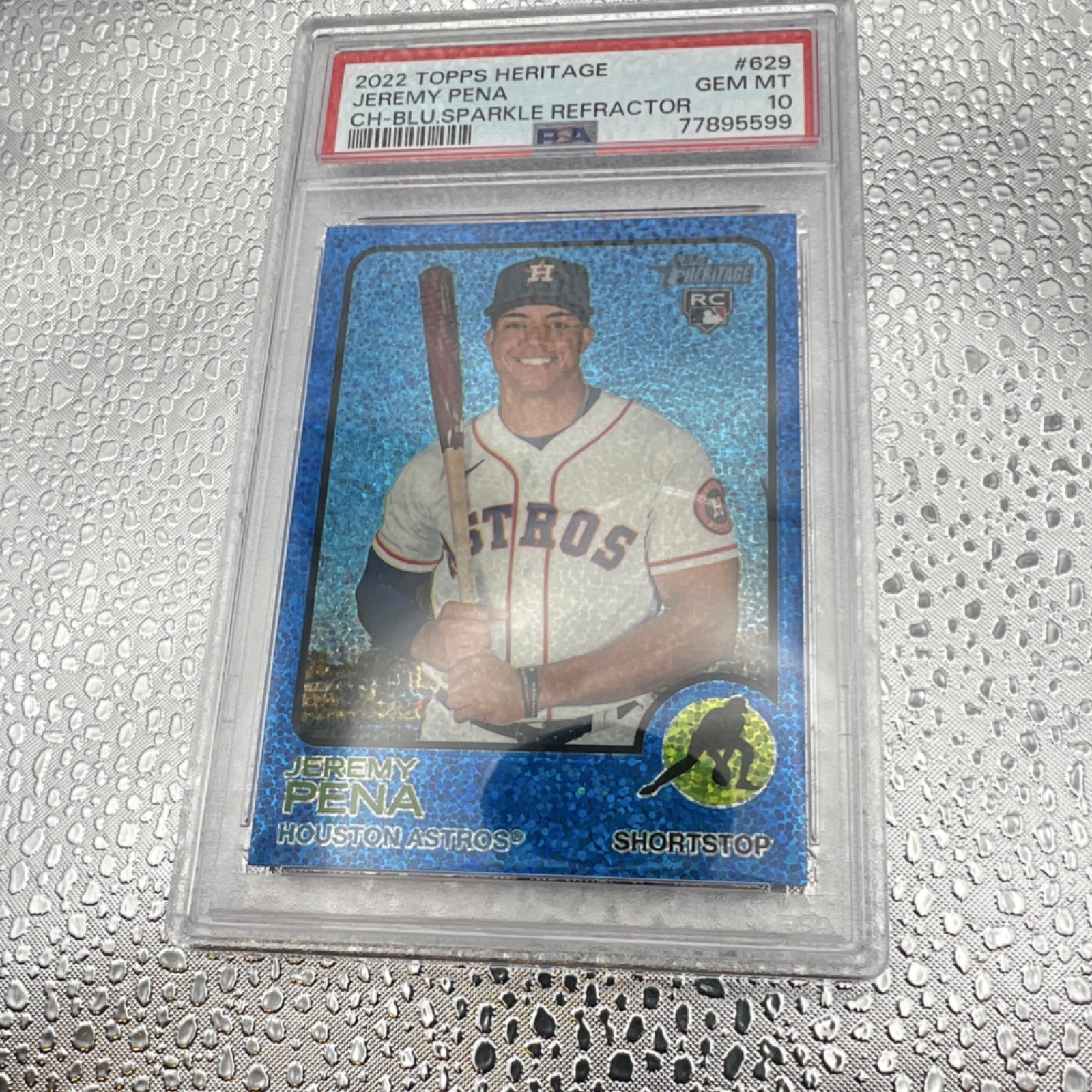 Topps Heritage Jeremy Pena #629 Chrome Blue Sparkle Rookie PSA 10