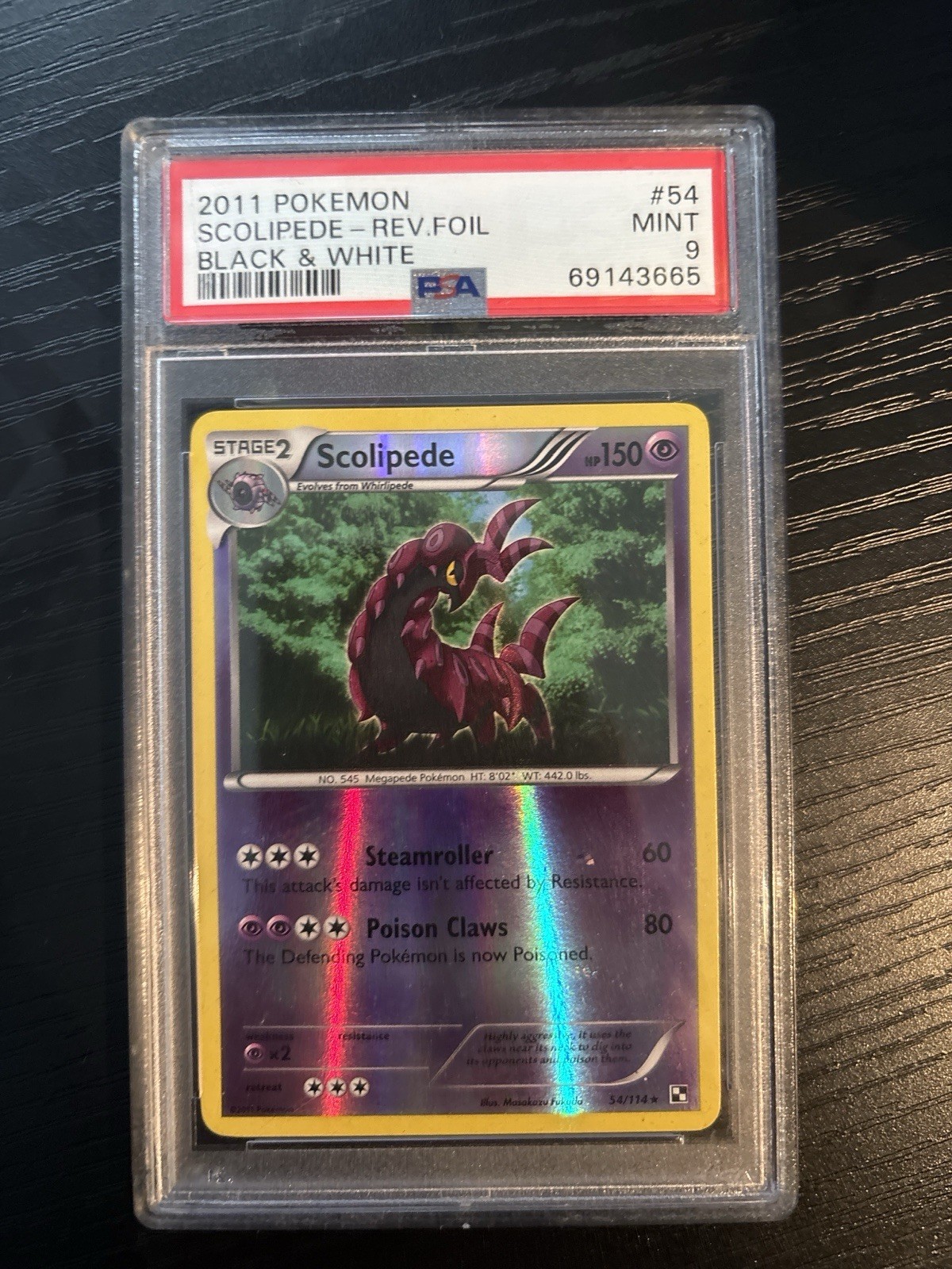 Pokemon 2011 Scolipede #54 Black & White Reverse Foil PSA 9 Trading Card