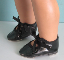 Black Patent Tap Shoes with Ribbon Ties - made to fit American Girl Dolls