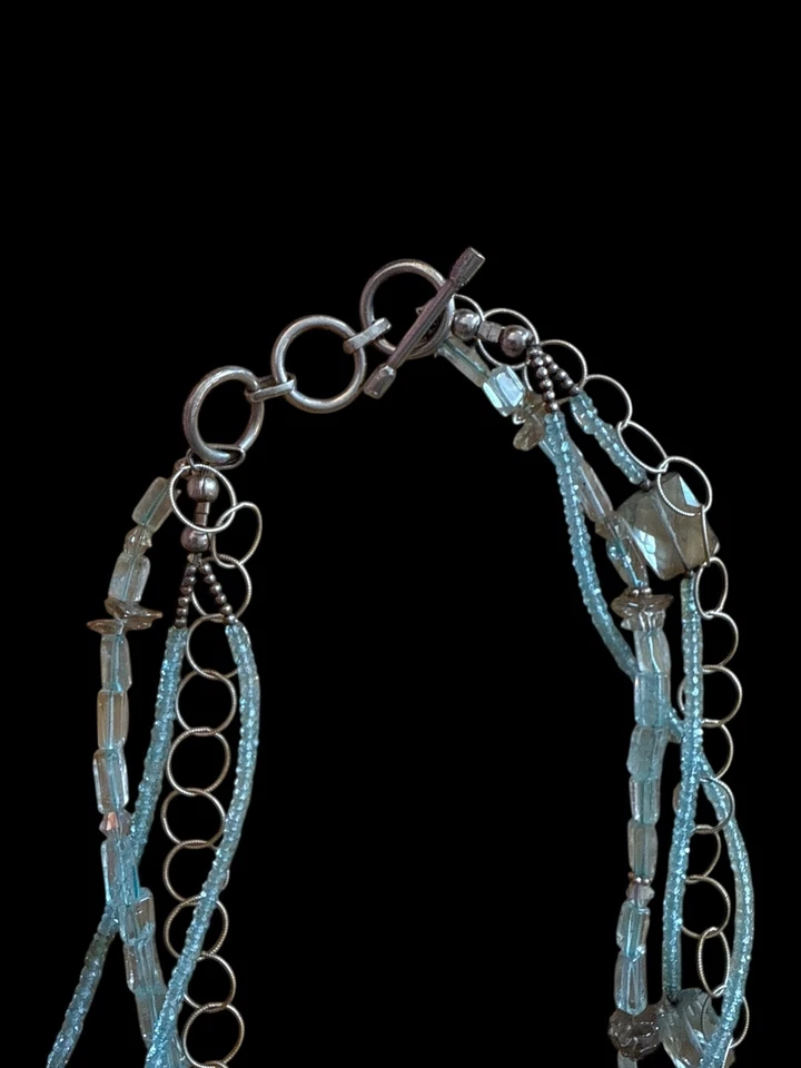 Artisan Boho 925 Sterling Multi Strand Necklace Amazonite Pendent & Quartz Beads - Image 3 of 4