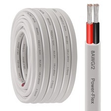 8 Gauge Duplex Wire Tinned Copper Boat Cable, 10ft 8 AWG Standard USA OFC Oxy...