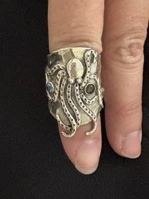 Sterling Silver 925 Sea Aquatic Creature Octopus Kraken Cephalopod Animal Ring