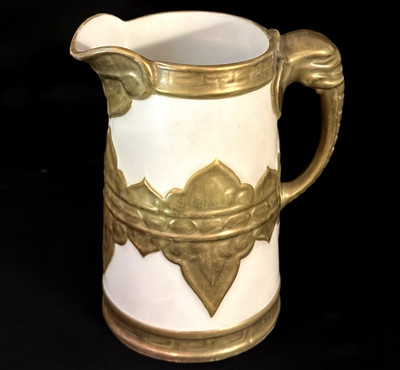 ROYAL WORCESTER SMALL CREAMER WITH GILT ELEPHANT HANDLE....MINT!