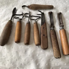 tools Wood Handle VTG Primative Pottery? Leather? Woodworking? 8