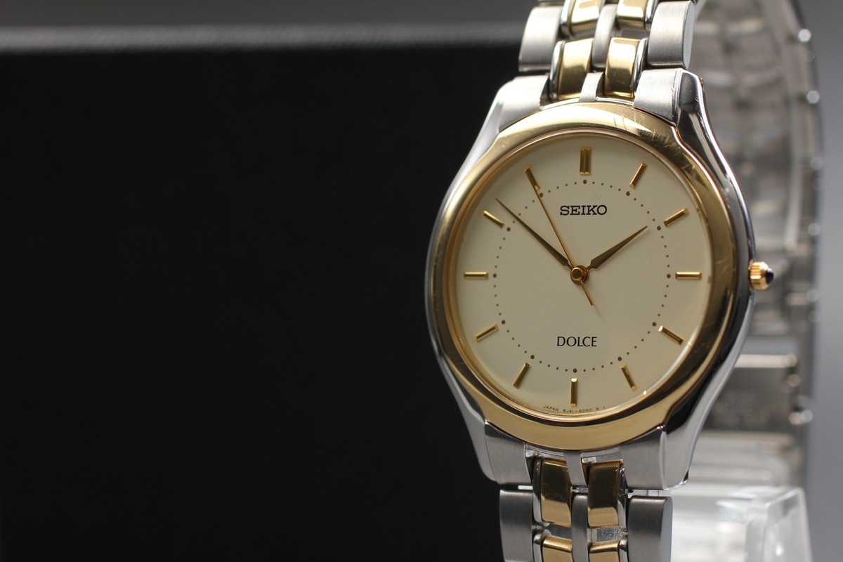 Vintage 1994 N MINT Seiko Dolce 8J41-6030 Two-Tone Round HAQ Qz