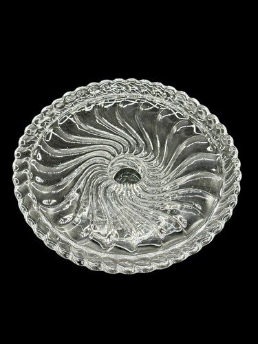 Vtg. Fostoria COLONY Clear CRYSTAL 7 1/4" MINIATURE CAKE STAND w/Swirl - Picture 3 of 8