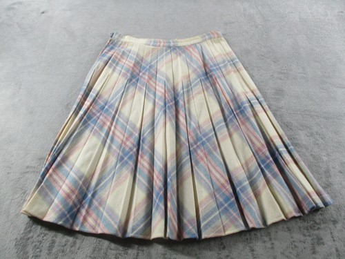 Vintage rry RUSS Skirt Womens 18 Pastel Plaid Pleated Tartan Wrap Button - Picture 10 of 11