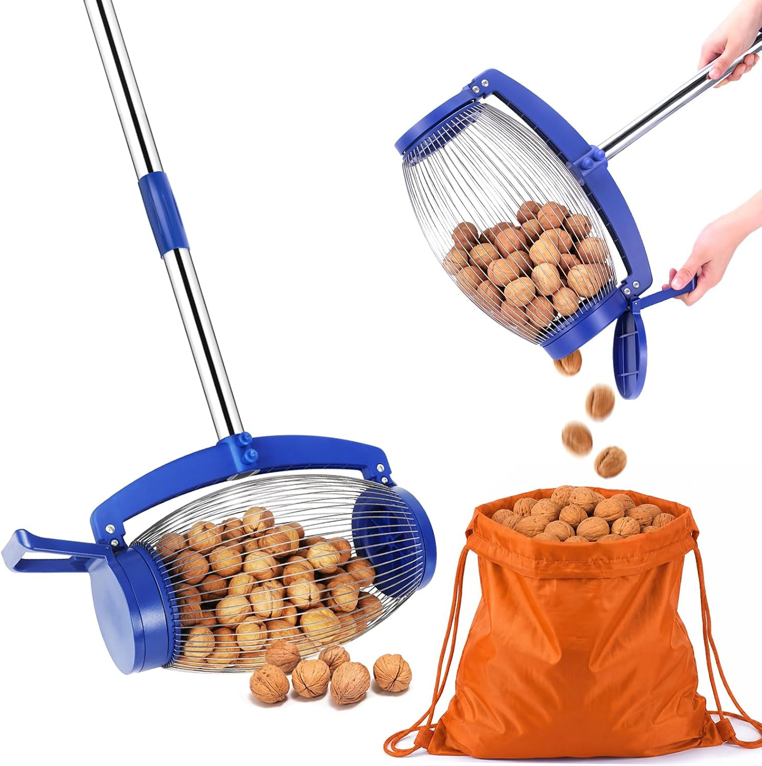 Nut Gatherer, Large Cage Walnut Picker Upper Roller, Garden Nut Collector for Pi
