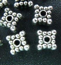 250PCS Tibetan Silver beaded square spacer beads FC147